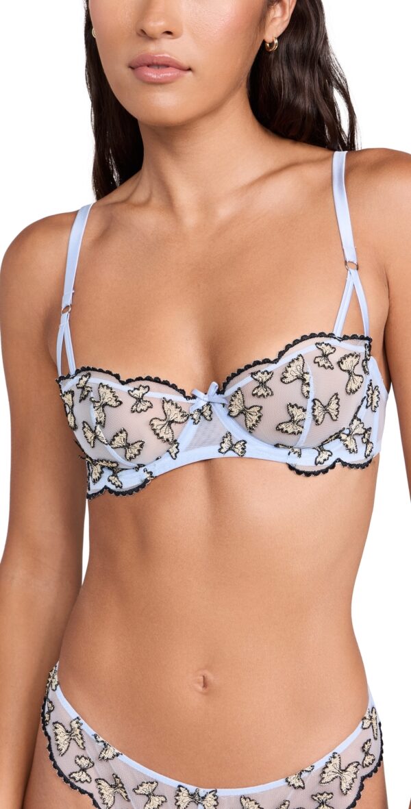 Fleur du Mal Farfalle Embroidery Balconette Bra Ice Queen 34B