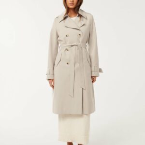 Forever New Women's Maggie Trench Coat in Biscuit, Size 10 Cotton/Polyester/Polyamide