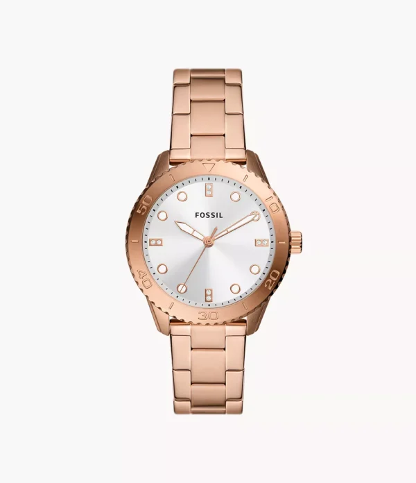 Fossil Outlet Women's Dayle Three-Hand Rose Gold-Tone Stainless Steel Watch