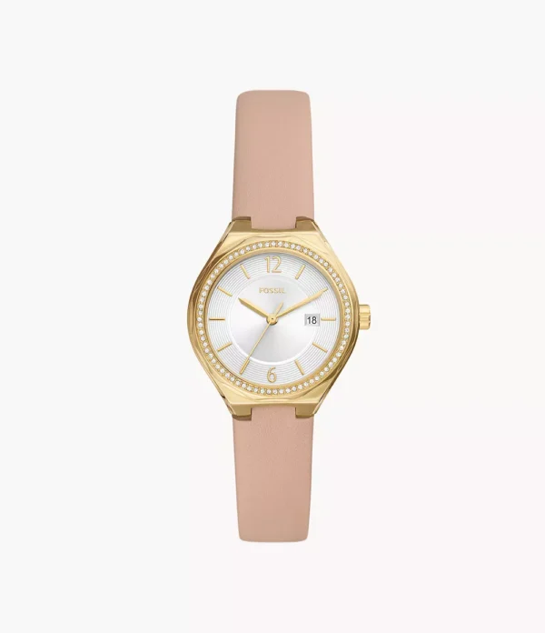 Fossil Outlet Women's Eevie Three-Hand Date Pink Leather Watch