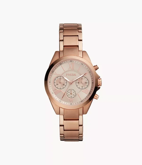 Fossil Outlet Women's Modern Courier Midsize Chronograph Rose-Gold-Tone Stainless Steel Watch