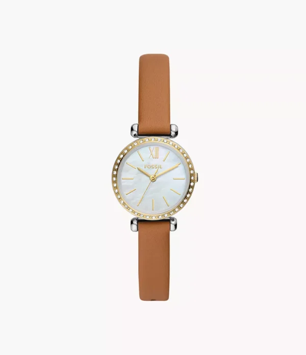 Fossil Outlet Women's Tillie Mini Three-Hand Brown Leather Watch