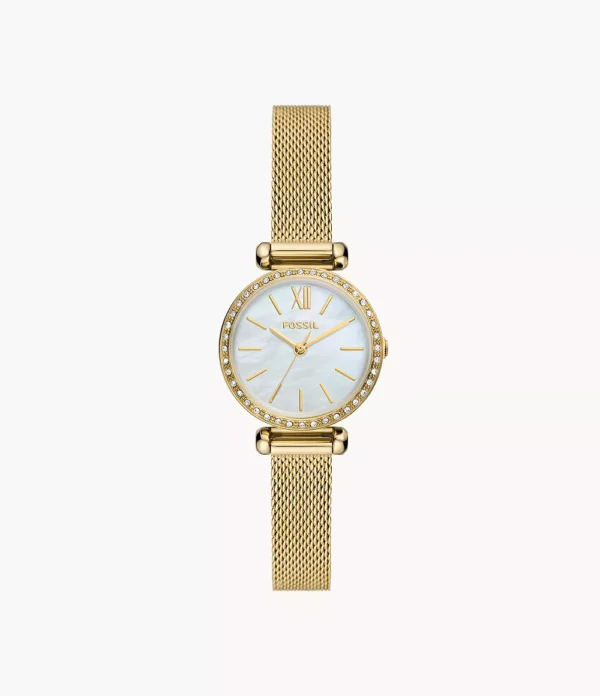 Fossil Outlet Women's Tillie Mini Three-Hand Gold-Tone Stainless Steel Mesh Watch