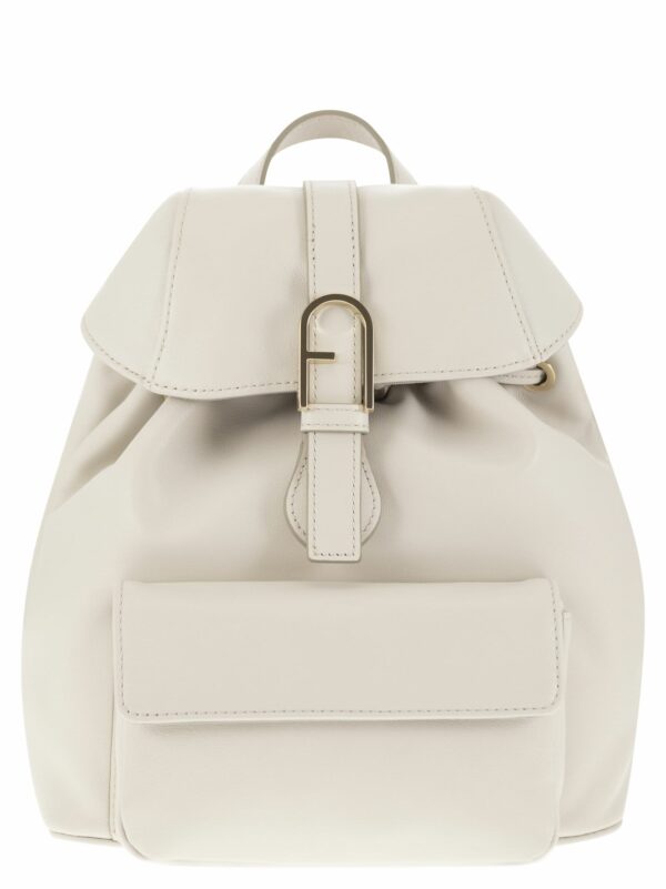 Furla flow Light Grey Leather Backpack