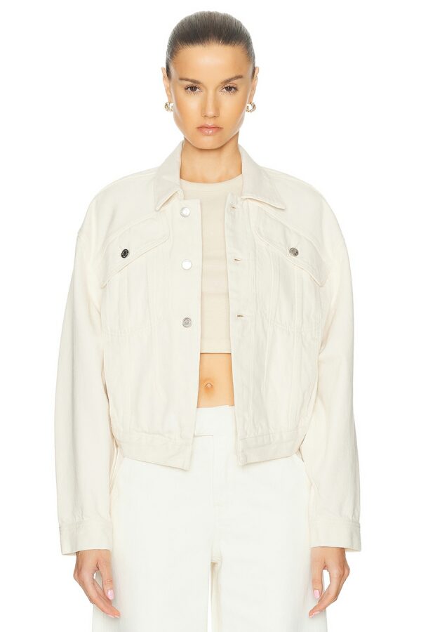 GRLFRND Amelia Oversized Cinched Waist Jacket in Beige