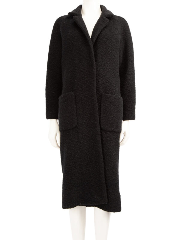 Ganni Black Wool Long Oversized Coat