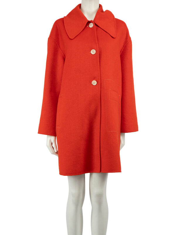 Ganni Red Wool Mid-Length Coat