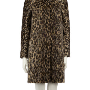 Giambattista Valli Brown Wool Brushed Leopard Print Coat