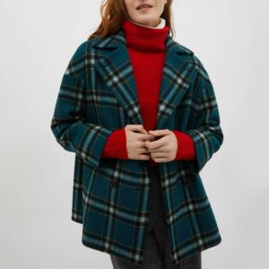 Green Check Ovvio Wool Blend Coat