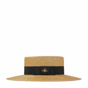 Gucci Bee-Embellished Boater Hat