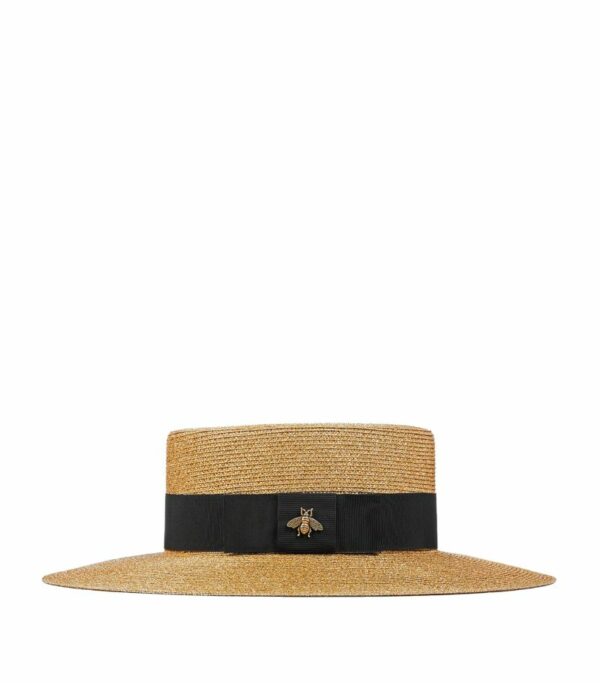 Gucci Bee-Embellished Boater Hat