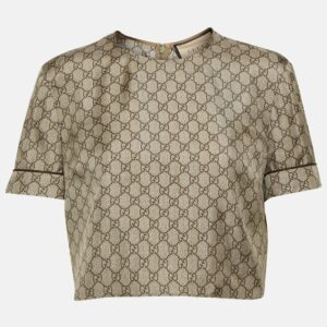 Gucci GG printed silk twill crop top