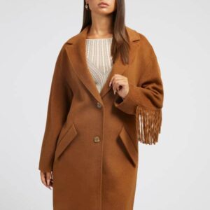 Guess Fringes Wool Blend Coat