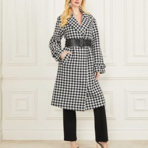 Guess Marciano Pied De Poule Wool Blend Coat