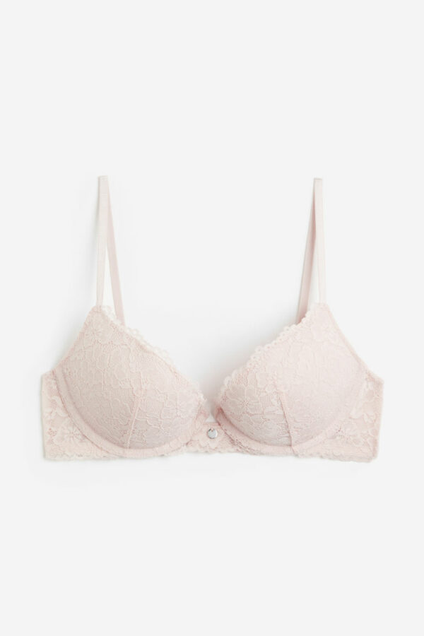 H & M - Lace Super Push-up Bra - Pink