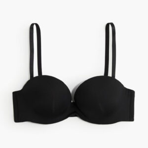 H & M - Microfiber Super Push-up Balconette Bra - Black