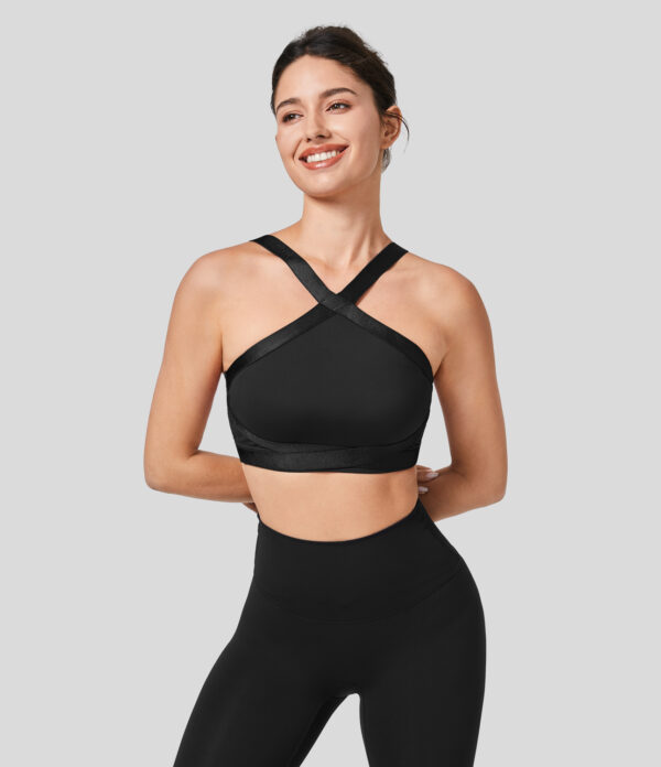 Halara Softlyzero™ Airy Medium Support Crisscross Backless Cool Touch Training Sports Bra-UPF50+ - Black - XS push up bra strapless bra