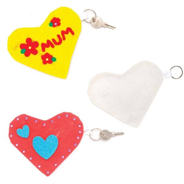 Heart Fabric Purse & Keyrings (Pack of 4) Design Your Own, Colour Or Paint