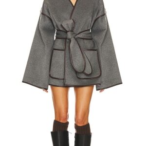 Helsa Wool Blend Blanket Coat in Grey.