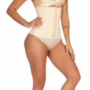 High Compression Durable Latex Underbust Sport Girdle Corset Waist Trainer Cincher Tummy Control Hourglass Workout Body Shaper, Beige - 2XL