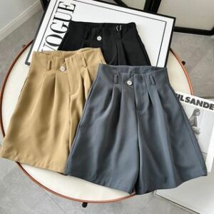 High Waist Plain Dress Shorts