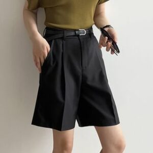 High Waist Plain Wide Leg Dress Shorts