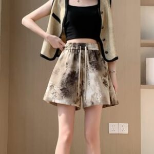 High Waist Print Wide Leg Shorts