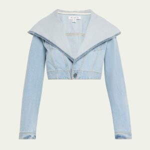 Hooded Denim Jacket with Cinched Waist