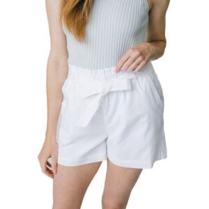 Hope & Henry Womens' Cinched Waist Short in White Linen at Nordstrom, Size 6