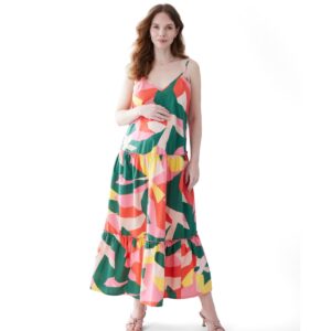 Ingrid + Isabel Maternity Cotton Strappy Maxi Dress - Abstract pop