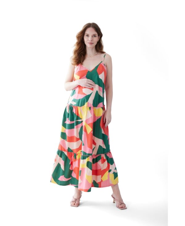 Ingrid + Isabel Maternity Cotton Strappy Maxi Dress - Abstract pop