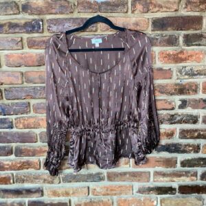 Issa London Black Silk Cinched Waist Matchstick Top 6 in Brown, Women's (Size Medium)