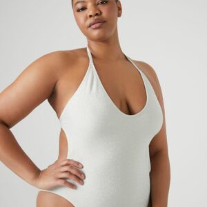 Women's Seamless One-Piece Swimsuit in Ivory, 3X