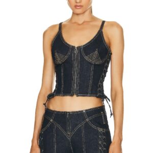 Jean Paul Gaultier Top Stitches Corset in Indigo - Blue. Size 36 (also in 34, 38).