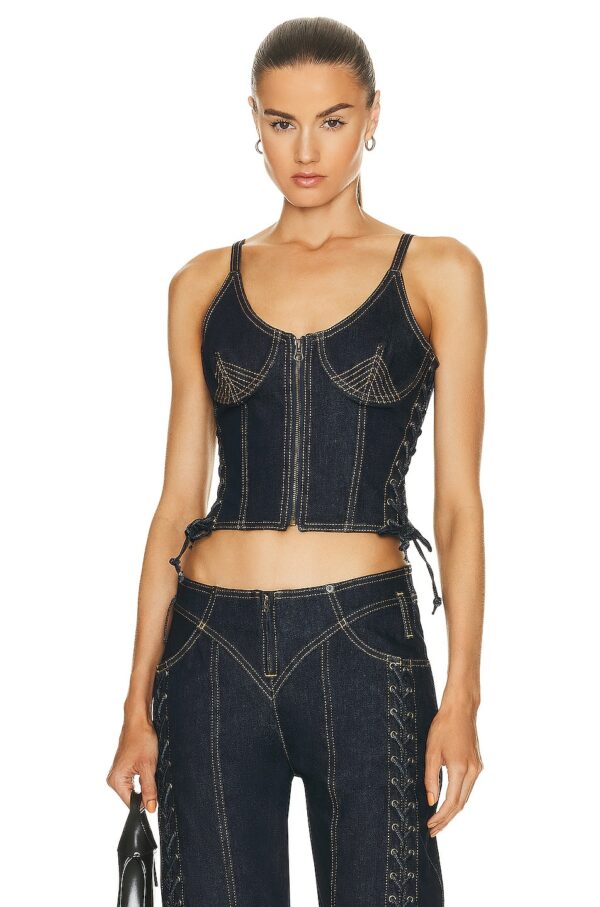 Jean Paul Gaultier Top Stitches Corset in Indigo - Blue. Size 36 (also in 34, 38).