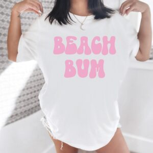 Beach Bum Shirt Trendy Crewneck Preppy Clothes Oversized Coverup Swimsuit Summer Spring Break T