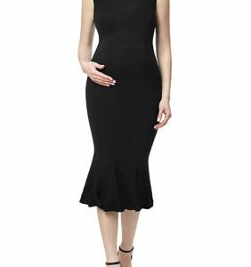 Kimi & Kai Women's Maternity Bria Mermaid Midi Dress, Black, Small