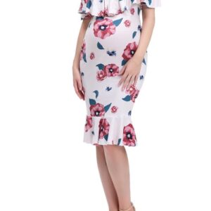 Kimi and Kai Kyla Floral Mermaid Hem Maternity/Nursing Dress in Pink at Nordstrom, Size X-Small