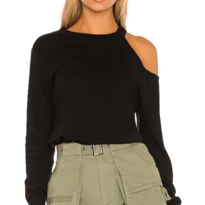 LA Made Iconic Cold Shoulder Top in Black. Size L, M, XS.