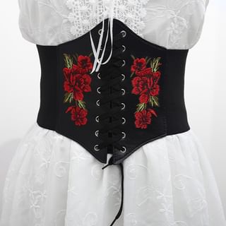 Lace Up Faux Leather Underbust Corset