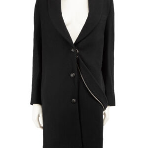 Lanvin Black Wool Zip Detail Mid-Length Coat