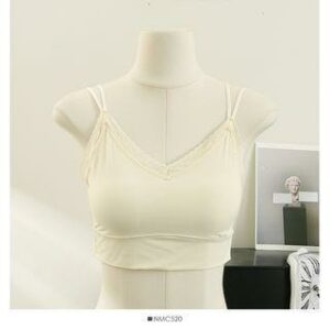 X-Back Lace-Trim Push-Up Bra Top in 6 Colors Almond - One Size