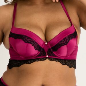 Lovehoney Plus Size Satin Romance Purple Push-up Bra