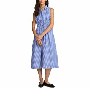 Lucky Brand Cinch Waist Shirt Dress (Blue Stripe) Women's Dress