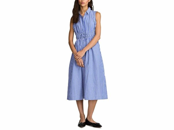 Lucky Brand Cinch Waist Shirt Dress (Blue Stripe) Women's Dress