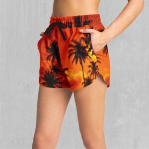 Lush Sunset Tropical Palm Tree Women's Shorts