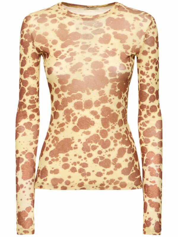 Lymee Printed Mesh Long Sleeved Top