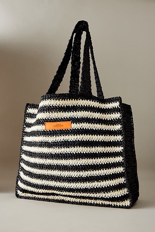 Mads Norgaard Stripe Straw Tote Bag