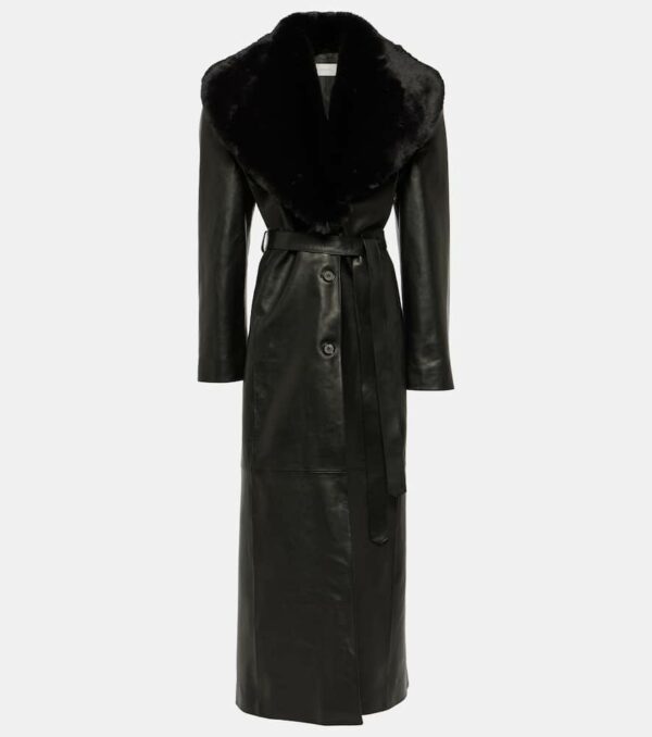 Magda Butrym Faux fur-trimmed leather coat