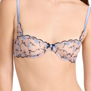 Fleur du Mal Rose and Vine Embroidery Balconette Bra Ciel 36D